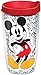 Tervis 1228025 Disney - Mickey Mouse Name Pattern Tumbler with Wrap and Red Lid 16oz, Clear