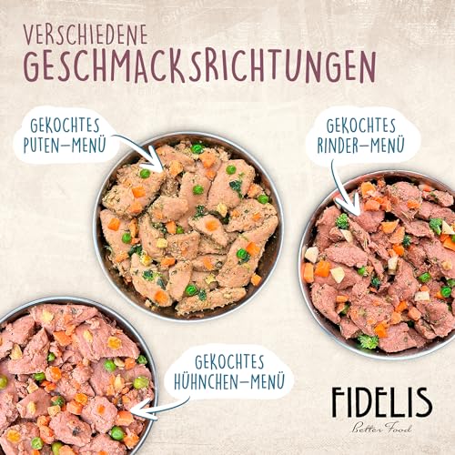 Fidelis – Gekochtes Frische-Menü für Hunde mit Ente, Süßkartoffel, Birne & Cranberries (400g Glas) – Hundefutter nass mit 70% Fleischanteil & frischen Zutaten–Nassfutter ohne Zusätze.