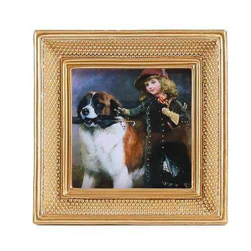 Kangce Gold Vintage Picture Frames 3x3 Mini Square Antique Pictures Frames with Beaded Border Ornate Picture Frames for Tabletop and Wall Mount Decorative Gallery Wall Art
