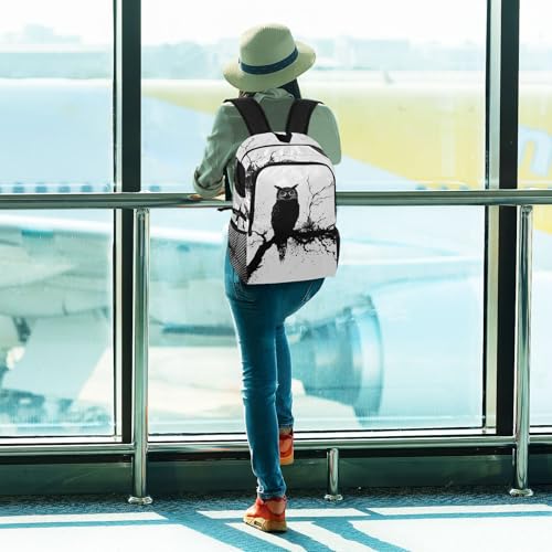 AIXIWAWA Lightweight Hiking Backpack Ink Painting Owl Print, Foldable Waterproof Daypack for Camping Travel3
