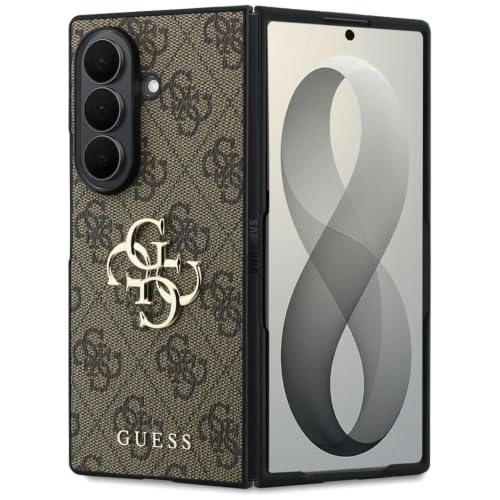 Image of CG MOBILE Guess [Official Licensed], Protective Case Designed for Galaxy Z Fold 8 Ultra | 4G PU Case with Big 4G & Classic Metal Logo - Brown