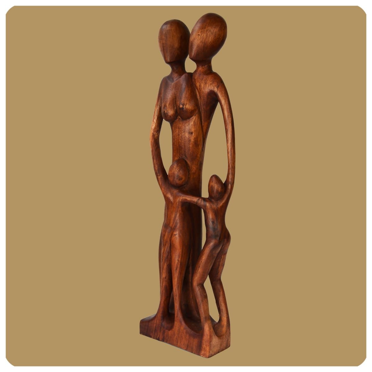 Skulptur abstrakte handgefertigte Holzfigur | Einheit | Mutter Vater Kinder