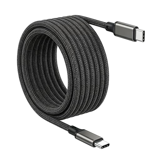 USB-C & USB-C ケーブル 5m LpoieJun【240W PD対応/USB 3.2 Gen 2x2-20Gbpsデータ転送】 8K@60Hz / 4K@240Hz 映像出力 E-Markerチップ搭載超高耐久ナイロン編み タイプC USB Type C ケーブルスマートフォン/タブレット/ゲーム機/ノートパソコンのタイプｃ機種に対応 (ガン色)