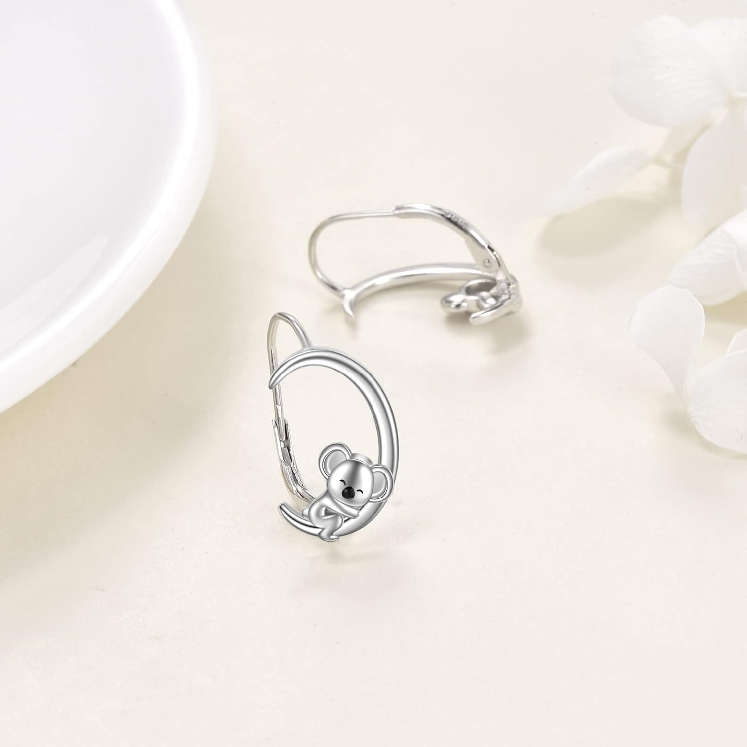 WINNICACA Moon Animals Leverback Earring for Women Sterling Silver Dangle Drop Hoop Earrings for Women Birthday Anniversary Christmas