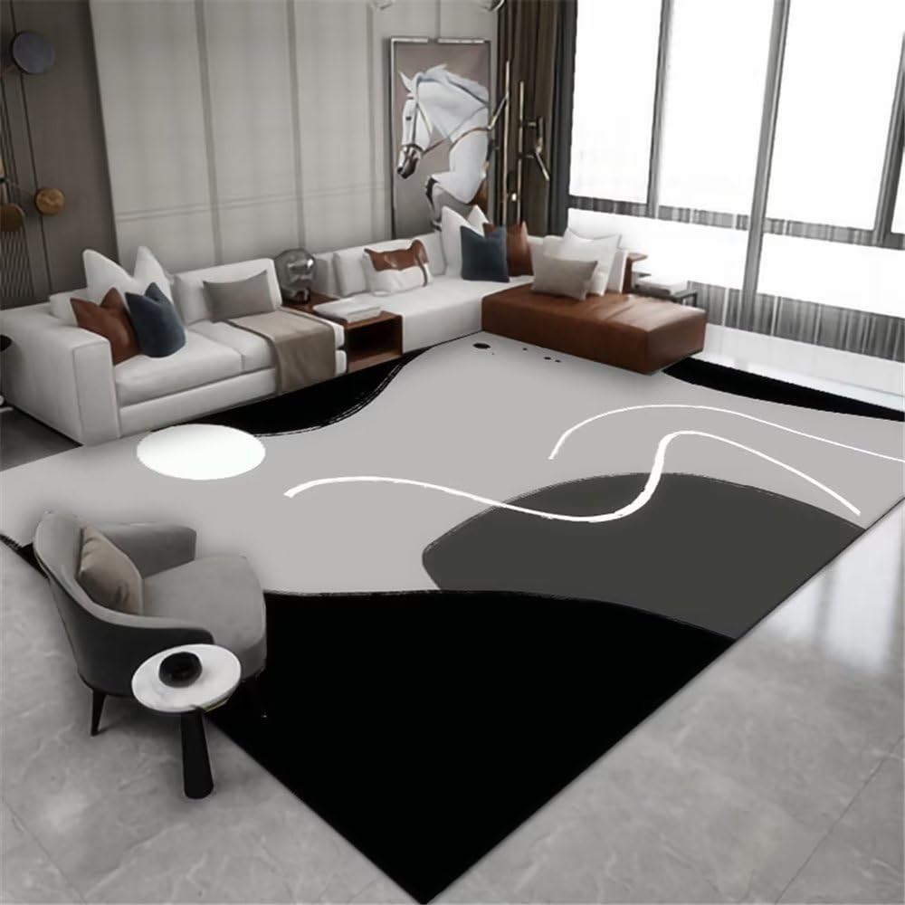Tapis enfant gris grand format géométrique abstrait chambre salon