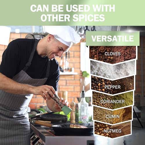 Image of Home EC Premium Green Sea Salt and Pepper Grinder Set of 2 - Adjustable Ceramic - Tall Glass Salt and Pepper Shakers - Kitchen Pepper Mill & Salt Mill W /Funnel & EBook