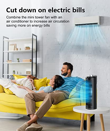 Image of Abolee Tower Fan, 23ft /s Desk Fan with Remote, 70 Oscillating Desk Fan, Standing Table Fan with 4 Speeds, 4 Modes, 12Timer, 2026 New 13'' Bladeless Fan for Bedroom Office, Home