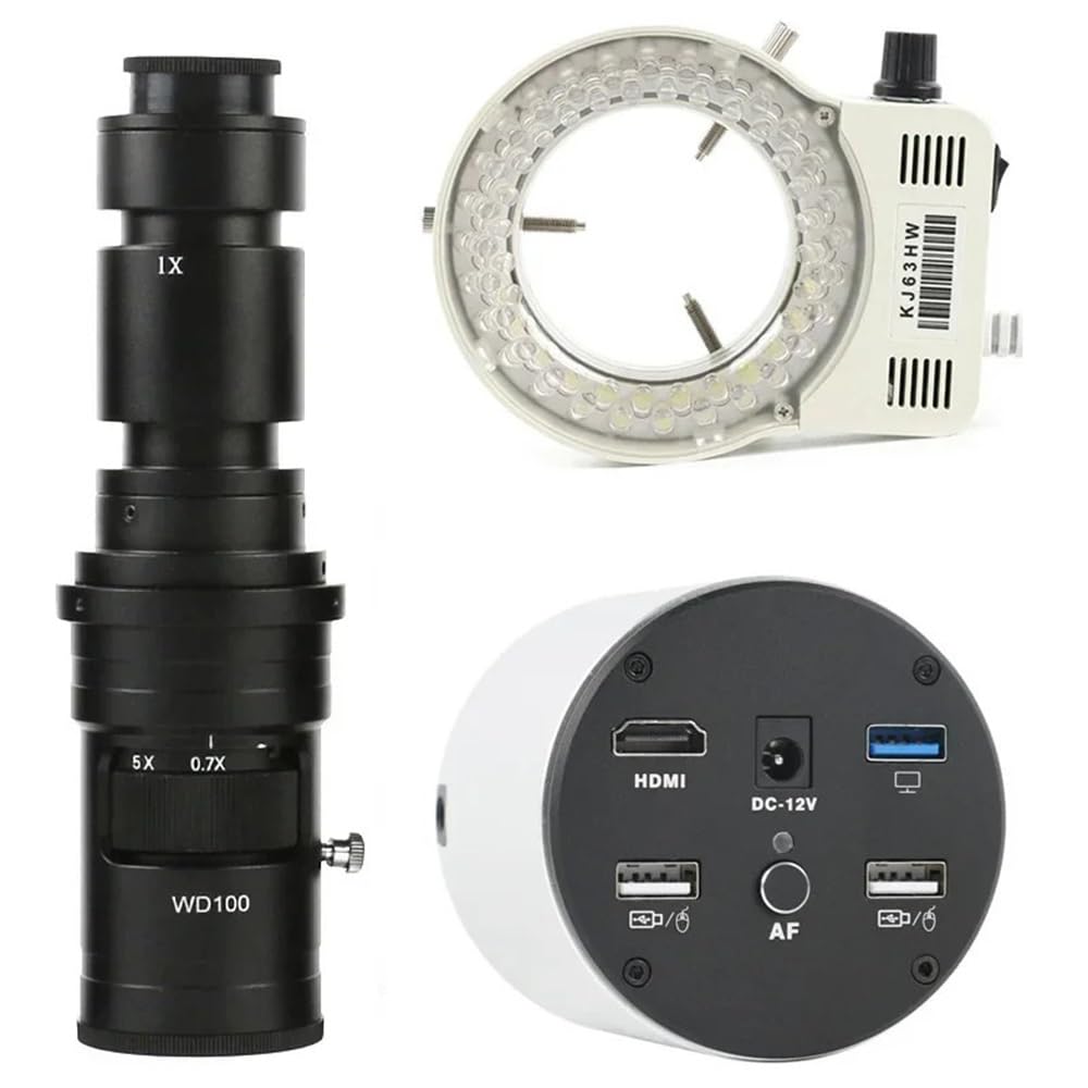 Mikroskop-Zubehör-Set, 4K 1080P Autofokus, HDMI, USB, UHD, digitale Videomikroskopkamera, IMX334, 1/1,8 Zoll CMOS-Sensor, Messhilfen mit 500-facher Objektivvergrößerung, Lichtmikroskop-Objektträger