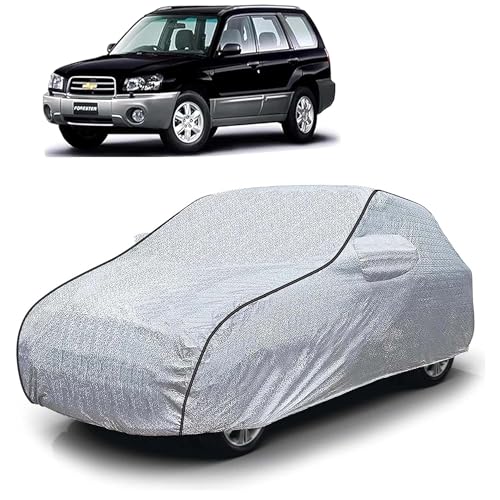 Image of Sulfar 100% Waterproof Car Body Cover Compatible with Mirror for Chevrolet Forester (Triple Stitched, Full Bottom Elastic, Magic Silver with Black Piping)