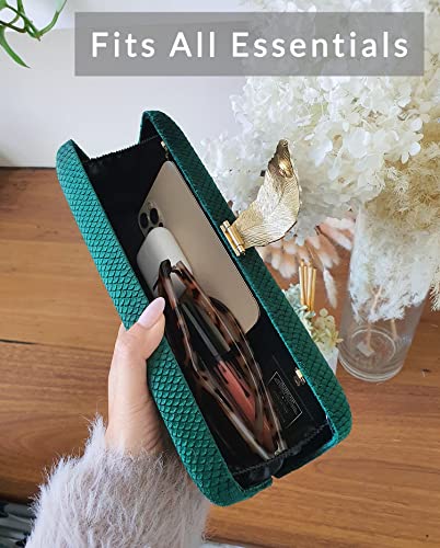 Before & Ever Green Evening Clutch - Long Emerald Green Clutch Purses For Women Wedding - Women's Evening Handbags - Women's Clutch Handbags Formal Crossbody Evening Bag - Womens Clutch Purse Hand Bag #TOP2