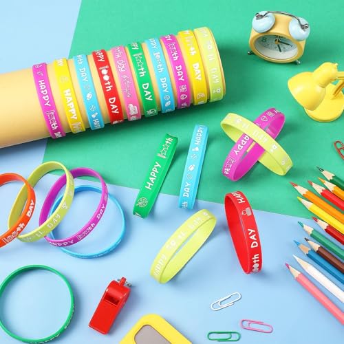 Image of JUNEBRUSHS 64pcs 100th Day of School Party Favors Silicone Bracelets
