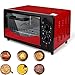 Mini Forno 12L, con Porta in Vetro a Tre Strati, Forno Elettrico 500 W, Piccolo Forno Multi-fornello, Controllo della Temperatura Regolabile, Timer a 60 Minuti spegnimento Automatico (Color : Red)