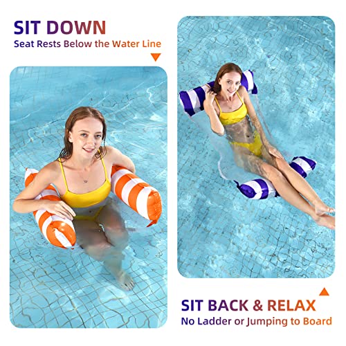 Kakashi 4Pack Pool Floats for Adult, Inflatable Floats for Swimming Pool, 4 in 1 Floating Rafts(Saddle, Lounge Chair, Floaties Hammock, Drifter) by Kakashi - Image 3