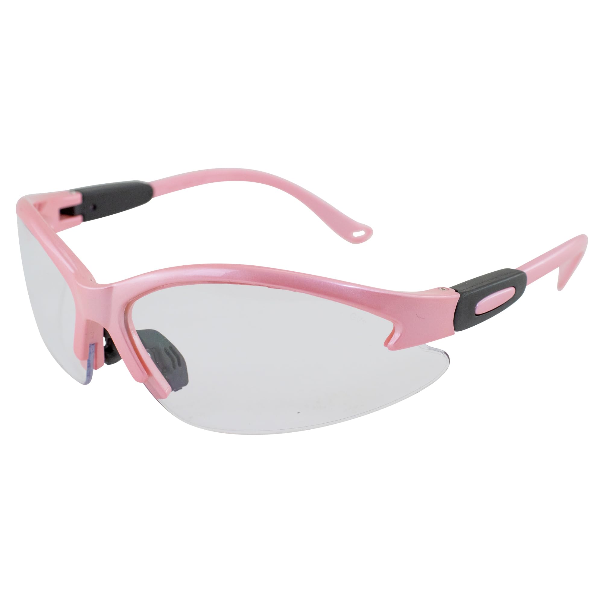 Global Vision Cougar Safety Glasses Nurses Dental Assistant Glasses Shooting Glasses for Women Ladies Men Light Pink Frame Clear Lens