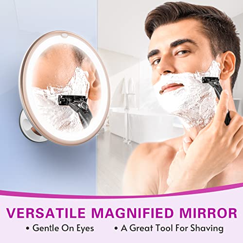 Upgraded 10X Magnifying Lighted Makeup Mirror With Touch Control, Powerful Locking Suction Cup, And 360 Degree Rotating Arm, Magnifying Mirror With Lights For Home, Bathroom Vanity And Travel #TOP5