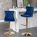 i-POOK Swivel Bar Stools Set of 2, Adjustable Counter Height Barstools with High Back, Button Tufted