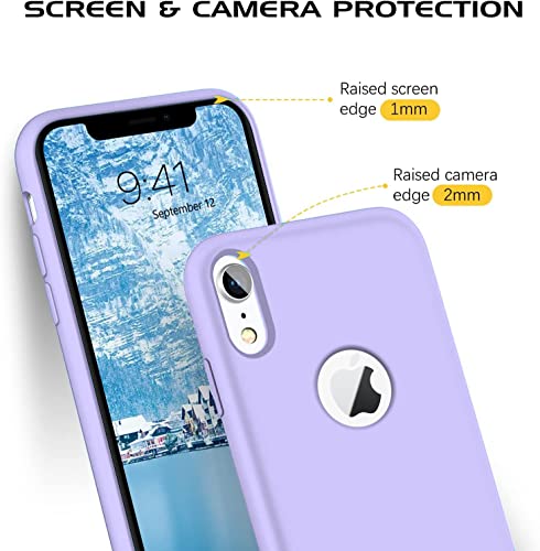Image of Elzzi Back Cover for iPhone Xr Case, Shockproof Slim Camera & Full Body Protection Liquid Silicone TPU Cover with Logo Cut (6.1 Inch) -Purple