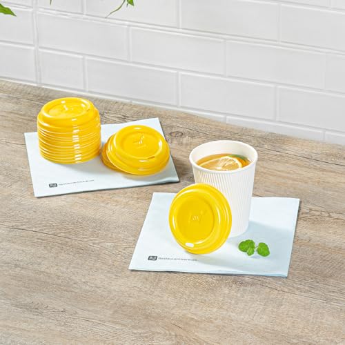 Restaurantware-Coffee Cup Lids Only For 8, 12, 16 and 20 oz Cups 25 Pack Of Disposable Yellow Hot Cup Lids Leakproof Plastic Drink Covers Elevated Spout Air Flow Vent For Latte Espresso Beverages by Restaurantware - Used condition - Image 8