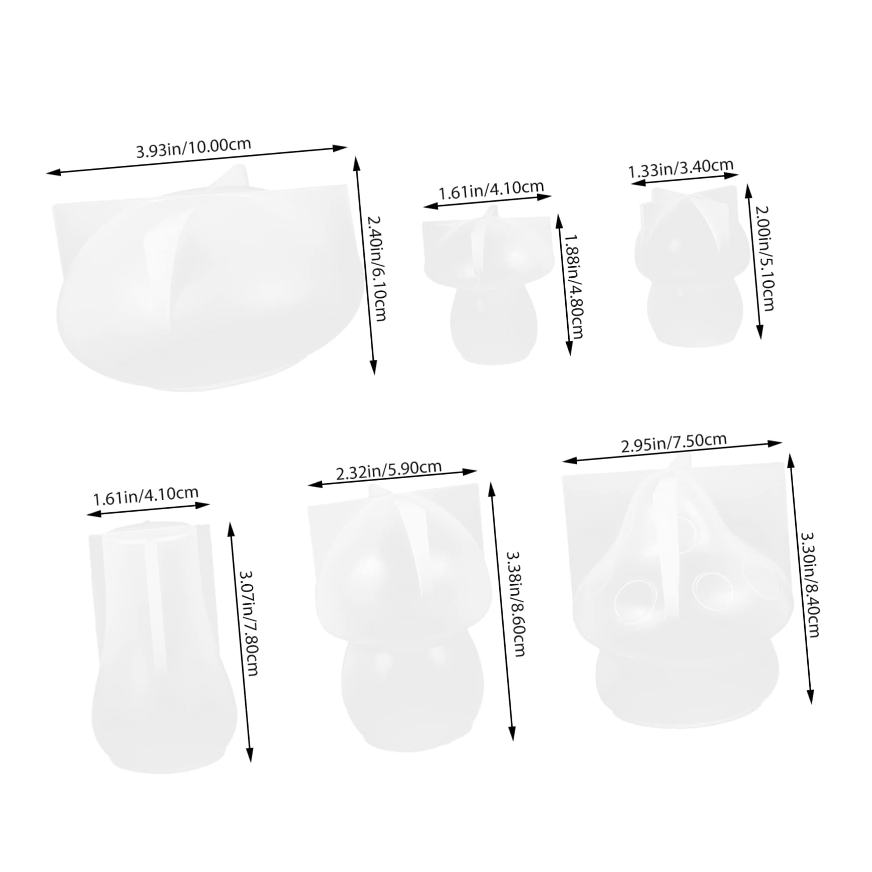 Molde de Silicona de Hongos para Manualidades, 6 Piezas | Bricolaje y Diy, Reutilizable y Fácil de Limpiar, Acabado Antiadherente, Forma Decorativa