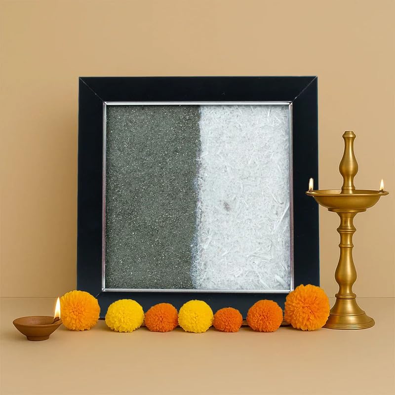 Image of Astrotalk Dhan Varsha Frame with Pyrite & Selenite | Vastu Items for Wealth & Positivity | Wall Decor items Living Room | Raw Pyrite Frame for Wall | Gift for Man & Woman | 19x19x1 cm | 1 Piece