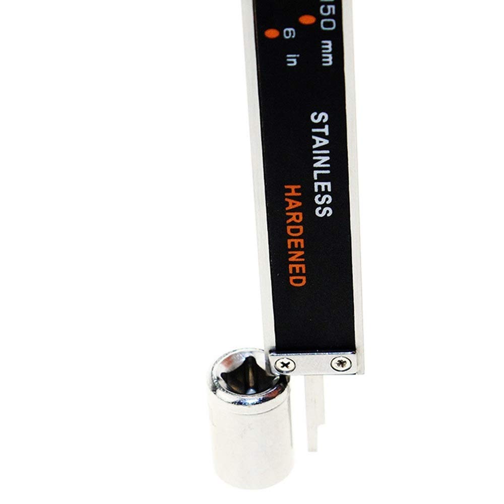 Calibrador digital de precisión de 150 mm/0,01" de acero inoxidable con vernier digital y varilla de profundidad (negro, 150 mm)