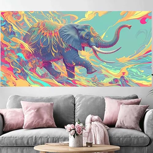 Kit broderie diamant éléphant 5D plein format avec strass cristal art 60x120