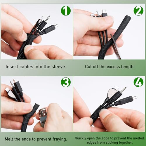 Funda de cable dividida de 1/2 pulgada protector de alambre termorresistente de 15 pies para hogar 6