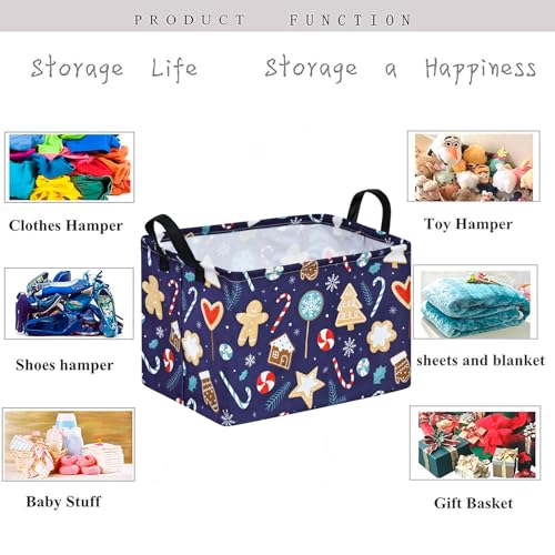 Image of Christmas Gift Storage Basket Rectangle Storage Organizer for Nursery Hamper Home Bedroom Laundry Hamper Shelf Baskets.
