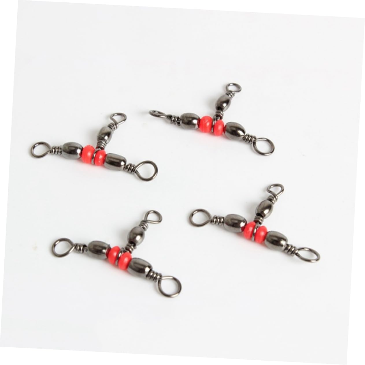 Sosoport 300 Piezas giratorios de Pesca Accesorios de Pesca Accesorios Pesca giratorios triples de Pesca Conector Giratorio de Pesca Estilo japones Girar Pescar Equipo de Pesca Rojo