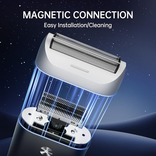 Image of Portable Electric Razor for Men with 8,000 RPM Dual Floating Blade, 1H Charge for 60 Days, Type-C, IPX7 & Anti Pinch, Design for Daily /Travel Use, Electric Foil Shavers for Face, Black