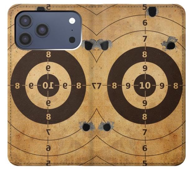 Étui flip iPhone 17 Pro Max Paper Gun style cible de tir actif