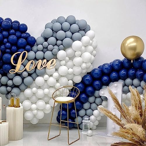 Image of 412pcs Navy Blue Balloons Garland Arch Kit 18 12 10 5 Inch Different Sizes Latex Balloons for Shower Christmas Birthday Festival Happy Blue Theme AnniversaryWedding Jungle Safari Decorations
