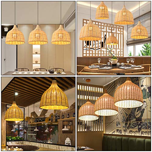 Beaupretty Rattan Chandelier Pendant Lamp Wicker Woven Ceiling Lighting Hanging Light Fixture 12W Southeast Asian Style for Living Room Bedroom Cafe Teahouse (Random Color Line) - Image 7