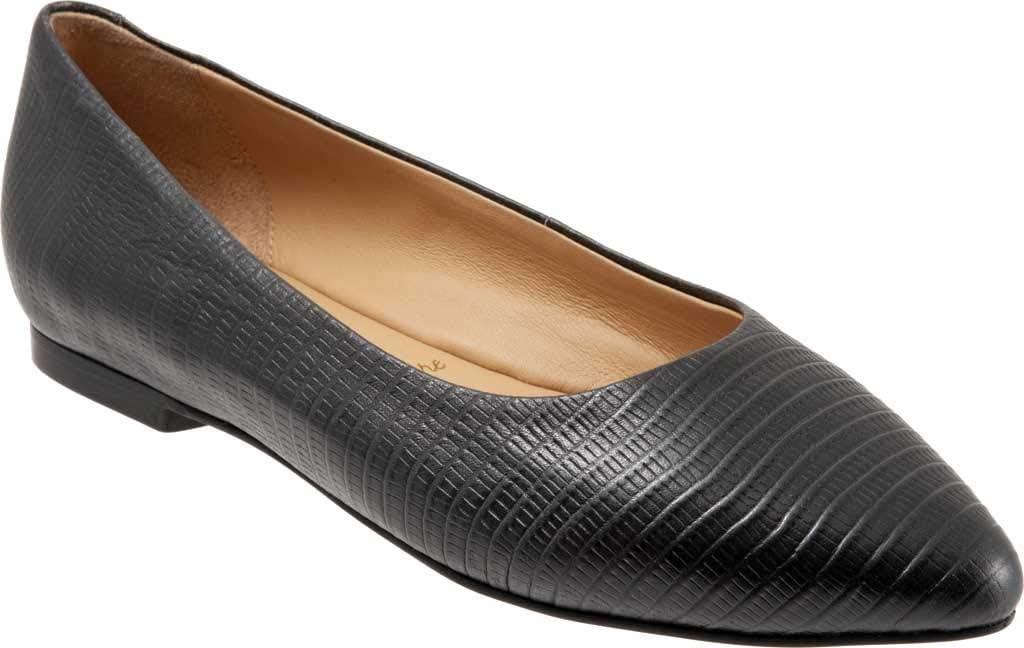 Trotters Women's Estee Loafer Flat, Black/Dark Grey Leather, 10