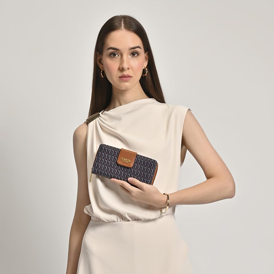 Image of Lavie Luxe Women's Mono Mia25 Bifold Zip Wallet |Gift For Ladies