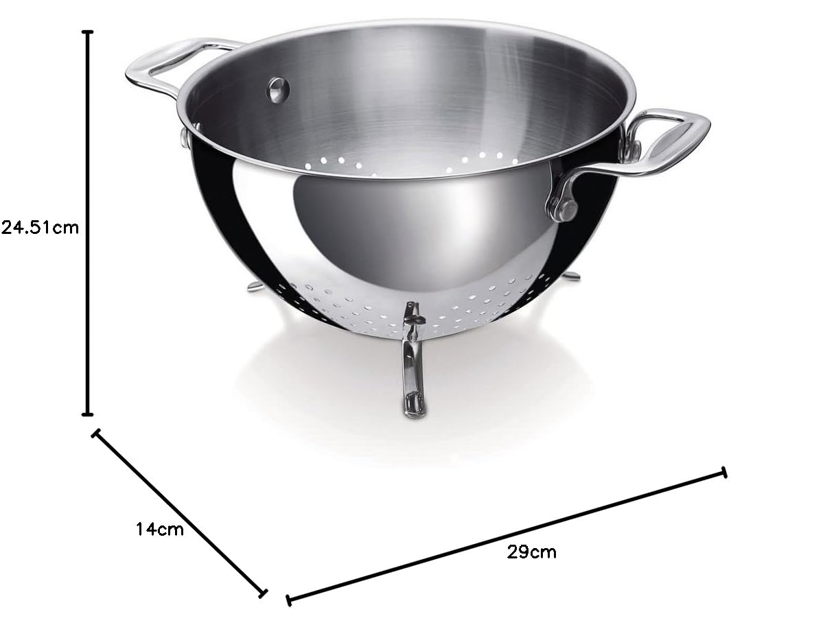 Beka Chef - Passoire Inox 18/10 - 22 cm - 3 Pieds Antidérapants - Poignées Rivetées - Lave-Vaisselle