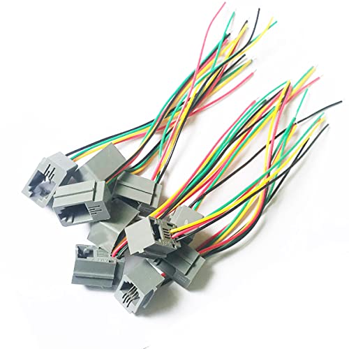Image of jing with Wires RJ9 Female Connector 4P4C PCB Socket Mount Telephone Connectors Grey - (10 Pcs)
