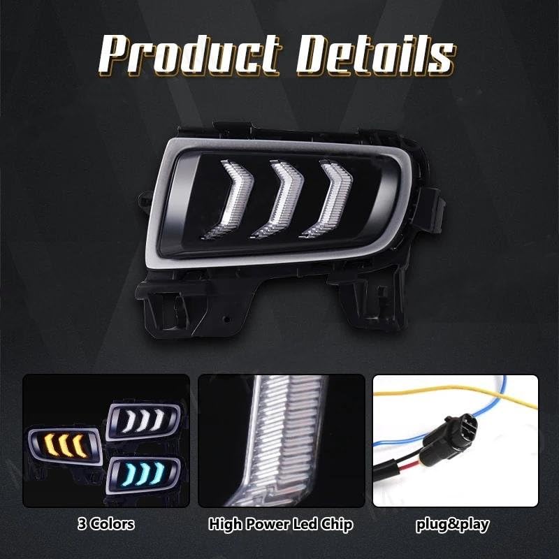 Luces circulación Diurna LED Luces diurnas LED (DRL) para Mazda 6 (2005-2009): faros antiniebla, intermitentes, luz blanca, amarilla y azul. Accesorios para coche, 12 V Conjunto luces antiniebla LED
