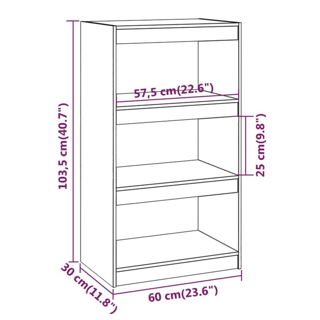 Bücherregal Honigbraun aus massivem Kiefernholz, 60x30x103,5 cm, 3 geräumige Fächer für Bücher und Deko, vielseitig als Raumteiler nutzbar, pflegeleicht mit feuchtem Tuch