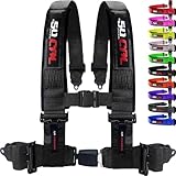 1pc 4 Point Harness for Bucket Seat, Push Release, 10 Color Options, Racing Harness, Race Car, Off Road, UTV, RZR (Black, 2 inch)