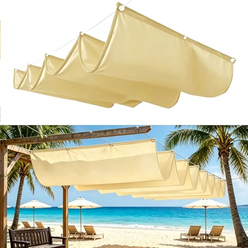 Voile d'ombrage à la vague résistant et imperméable en toile jaune sable