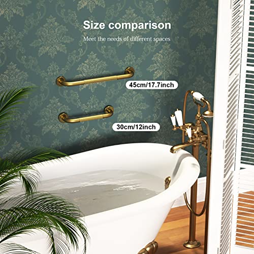 2 Pack 20 Inch Anti Slip Bronze Shower Grab Bar Polished Gold,Zuext Antique Brass Bathroom Grab Bar, Knurled Balance Bar,Safety Hand Rail Support Handicap Elderly Injury Senior Assist Bath Handle #TOP4