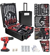18V Electric Power Drill Set, Power Tool Set, Cordless Drill for Men, Household Home DIY Hand Too...