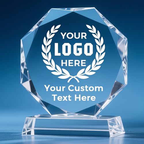 Trofeo de cristal grabado personalizado, placa de premio personal...