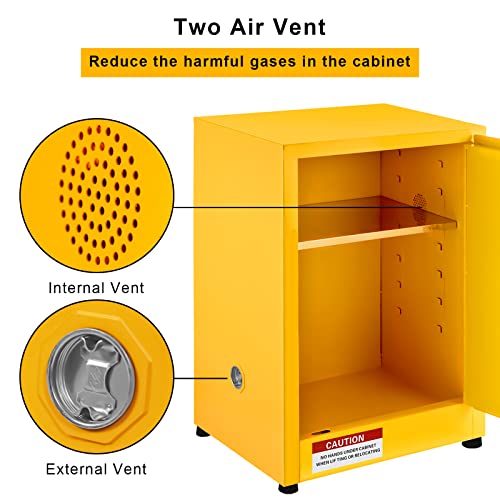 Image of Flammable Storage Cabinet 22 x 17 x 17 in, Galvanized Steel Flammable Liquid Storage Cabinet