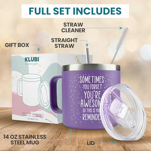 KLUBI Birthday Gifts for Women Who Have Everything - Sometimes You Forget You Are Awesome Gifts For Women Mothers Day Gifts for Mom From Daughter Purple Mug Gifts Baskets for Women Fun Teacher Gifts KLUBI Birthday Gifts for Women Who Have Everything - Sometimes You Forget You Are Awesome Gifts For Women Mothers Day Gifts for Mom From Daughter Purple Mug Gifts Baskets for Women Fun Teacher Gifts
