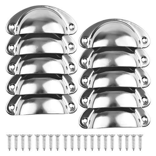 10 piezas Tiradores para Cajones Vintage Plata Tiradores de Metal para Cajones Tiradores Colgantes para Armario Tiradores Muebles de Semicírculo para Baño Cocina Salon Puerta Armarios, con Tornillos