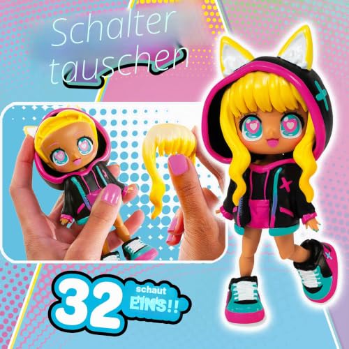 BANDAI - Animakii Cyberpunk und Gamerin - Set Personalisierbare Puppen - 1 Puppe, 4 Gesichter, 2 Frisuren, 2 Outfits… – Ansicht 4