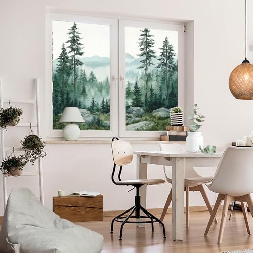 Vinilo Decorativo de Bosque Acuarela para Ventana 17.7x23.6 in x2 miniatura 5