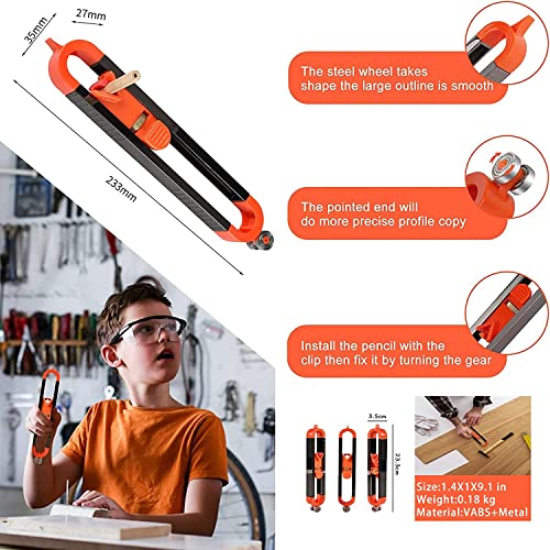 Image of Contour Gauge Scribe Tool,Baowox Precise Profile Gauge Tool with Lock for Pencil Woodworking Edge Corner Measuring Profile Duplicator